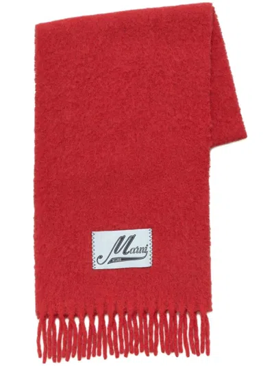Marni Logo-appliqué Scarf In Red