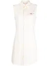 Marni Logo Poplin Sleeveless Shirt Dress In Nude