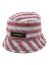 Marni Logo-appliqué Striped Bucket Hat In Red