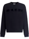 Marni Navy Blue Embroidered Logo Sweatshirt In Black