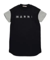 Marni Fleece Mini Dress With Strass Logo Kids In Black
