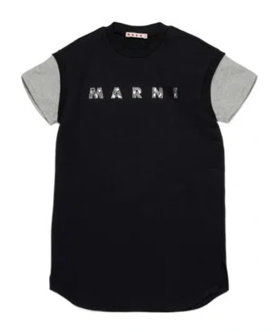 MARNI MARNI KIDS RHINESTONE-LOGO T-SHIRT DRESS