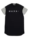 Marni Fleece Mini Dress With Strass Logo Kids In Black