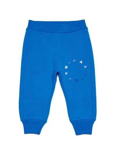 Marni Babies' Logo-appliqué Track Pants In 蓝色