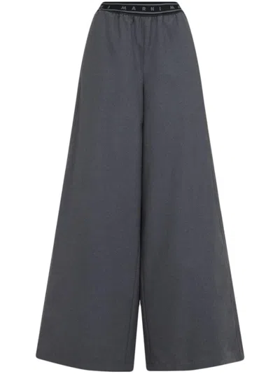 MARNI LOGO-BAND WOOL TROUSERS