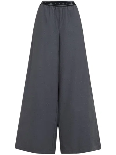 MARNI LOGO-BAND WOOL TROUSERS