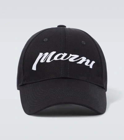 Marni Logo Baseball Cap In Black