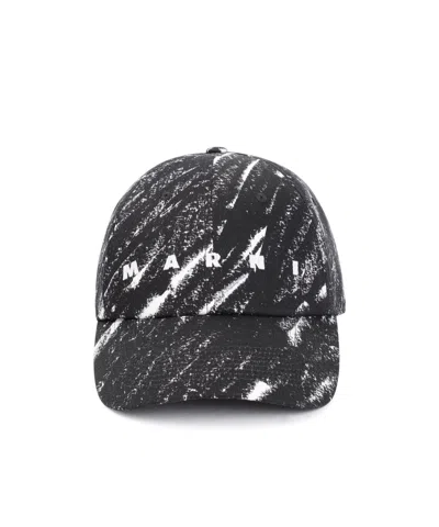 Marni Logo Printed Baseball Cap In Black