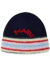 Marni Logo Beanie In Blue