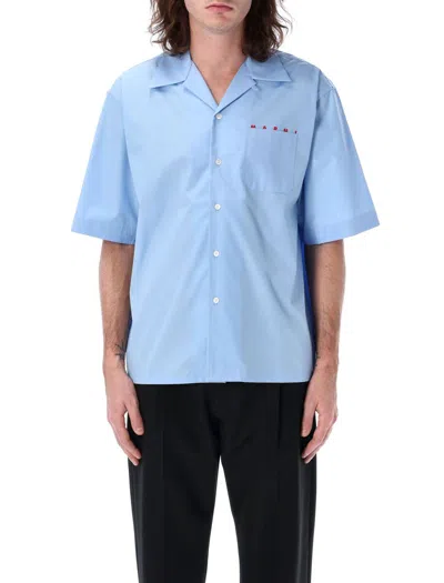 Marni Logo Bowling Shirt In Azzurro