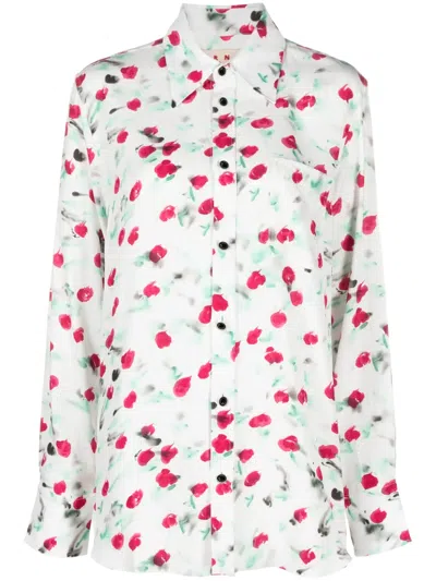Marni Floral Print Viscose Shirt In Printed