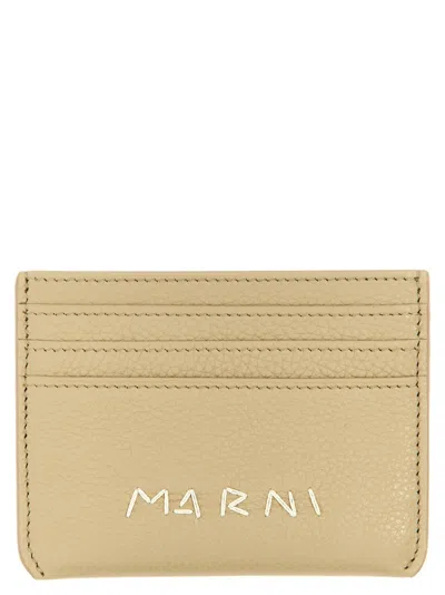 Marni Logo Card Holder In Neutral