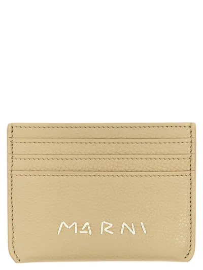 Marni Logo Card Holder In Beige