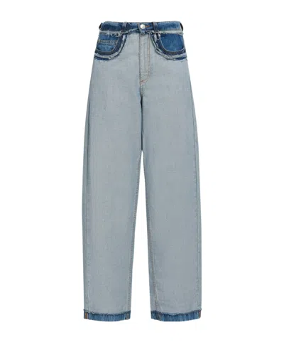 Marni Panelled Mid-rise Wide-leg Jeans In Azure