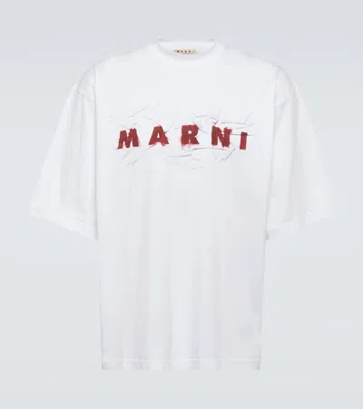 Marni Logo Cotton Jersey T-shirt In White