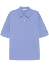 Marni Oversized Cotton Jersey Polo Shirt In Clear Blue