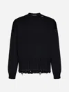 Marni Deconstructed Contrast-stitch Relaxed-fit Cotton Knitted Jumper In Black