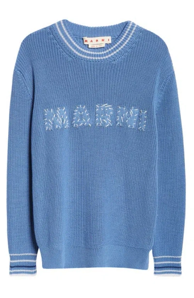 Marni Logo Cotton Sweater In Opal