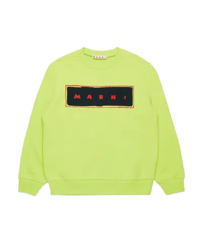 Marni Kids' Logo Cotton Sweatshirt In Yellow