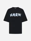 Marni | Logo Cotton T-shirt| Women | 38 In Nero/azzurro