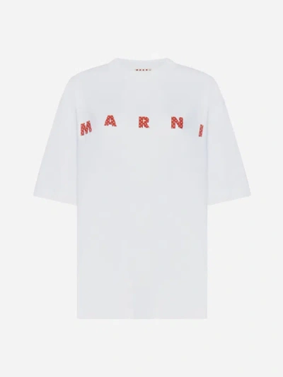 Marni Polka Logo T-shirt In Black