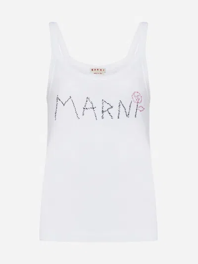 MARNI LOGO COTTON TANK TOP