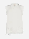 Marni Distressed-finish Knitted Vest In White