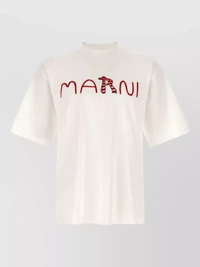 Marni Logo Crew Neck Short Sleeve T Shirt In White