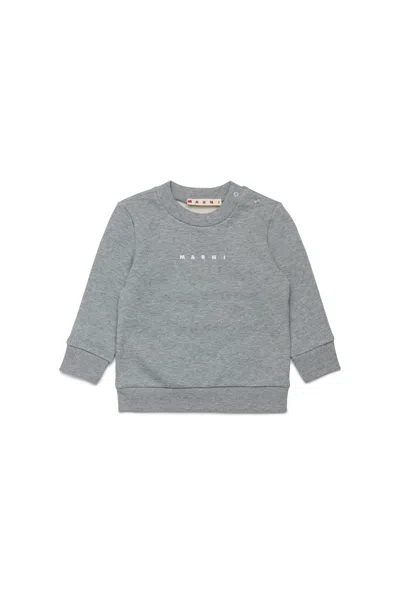 Marni Logo Crew-neck Sweatshirt In Gray