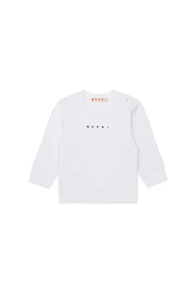 Marni Kids'  Logo Crew-neck Sweatshirt In White