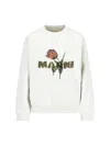 Marni Knitwear With Floral Print And Ribbed Finish In White