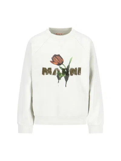 MARNI LOGO CREWNECK SWEATSHIRT - CREAM