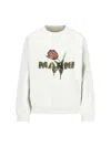 Marni Knitwear With Floral Print And Ribbed Finish In White