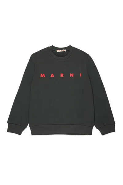 Marni Kids' Logo Crew-neck Sweatshirt In Black