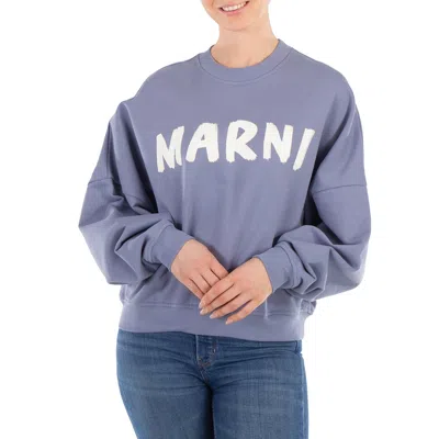 Marni Logo Crewneck Sweatshirt In Shadow