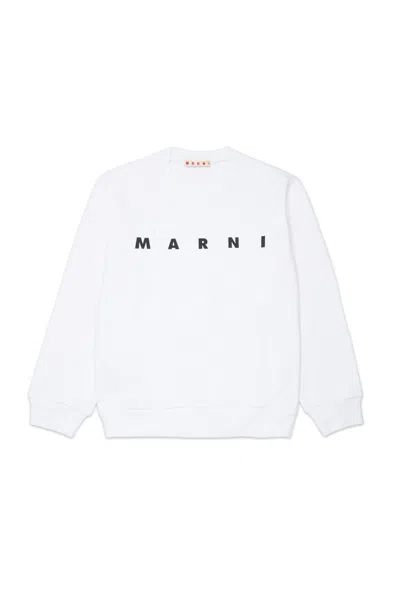 Marni Kids' Logo Crew-neck Sweatshirt In White