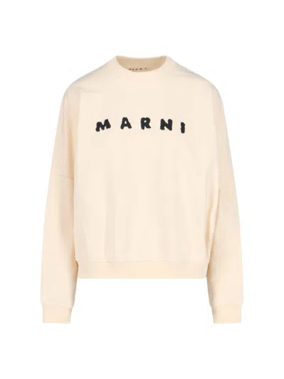 Marni Logo Crewneck Sweatshirt In Neutral