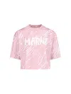 Marni Logo Print Cropped T-shirt In Pink