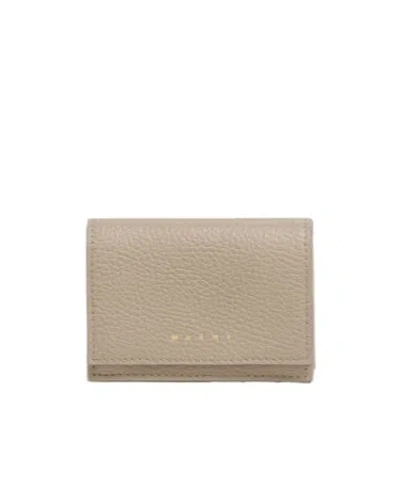 Marni Logo-debossed Leather Rectangular Wallet In Brown