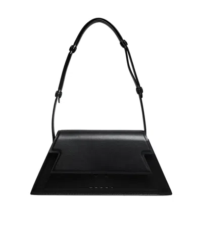 MARNI MEDIUM TRUNKOISE BAG IN SMOOTH BLACK LEATHER