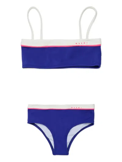 Marni Kids' Logo-detail Bikini In Blue