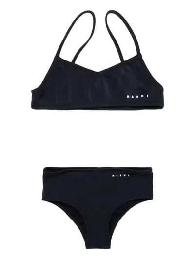 Marni Kids' Logo-detail Bikini (set Of Two) In Black