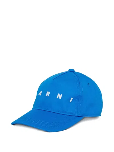 Marni Babies' Logo Detail Cap In Blue