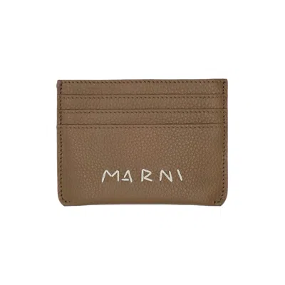 Pre-owned Marni Logo Detail Card Case 'creta' | Brown | Men's Size Onesize