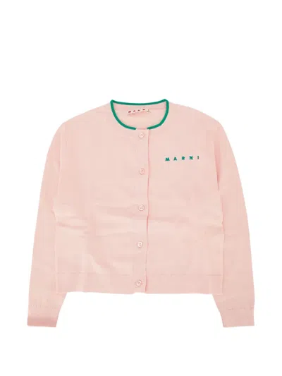 Marni Kids' Logo-detail Cardigan In Pink