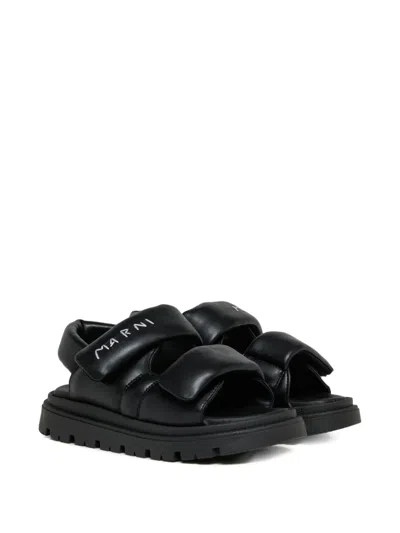 Marni Kids' Logo-detail Strappy Sandals In Black
