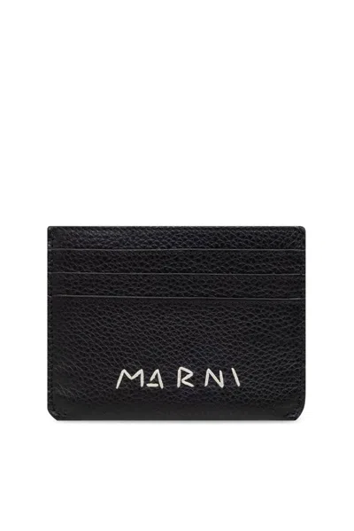 Marni Logo Detailed Card Case In Black