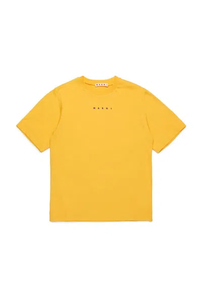 Marni Logo Detailed Crewneck T-shirt In Yellow