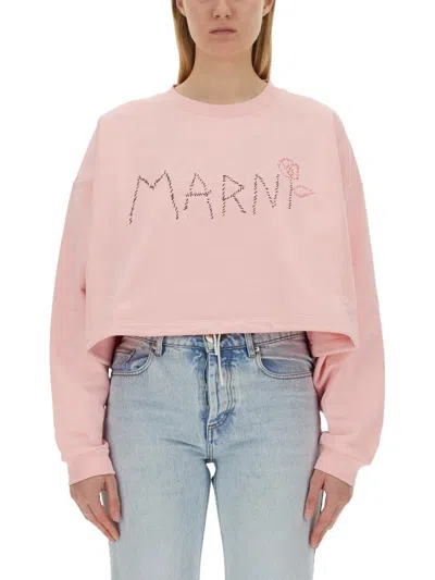 Marni Sweatshirt With Logo In Pink