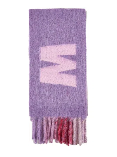 Marni Logo Detailed Frayed In Purple